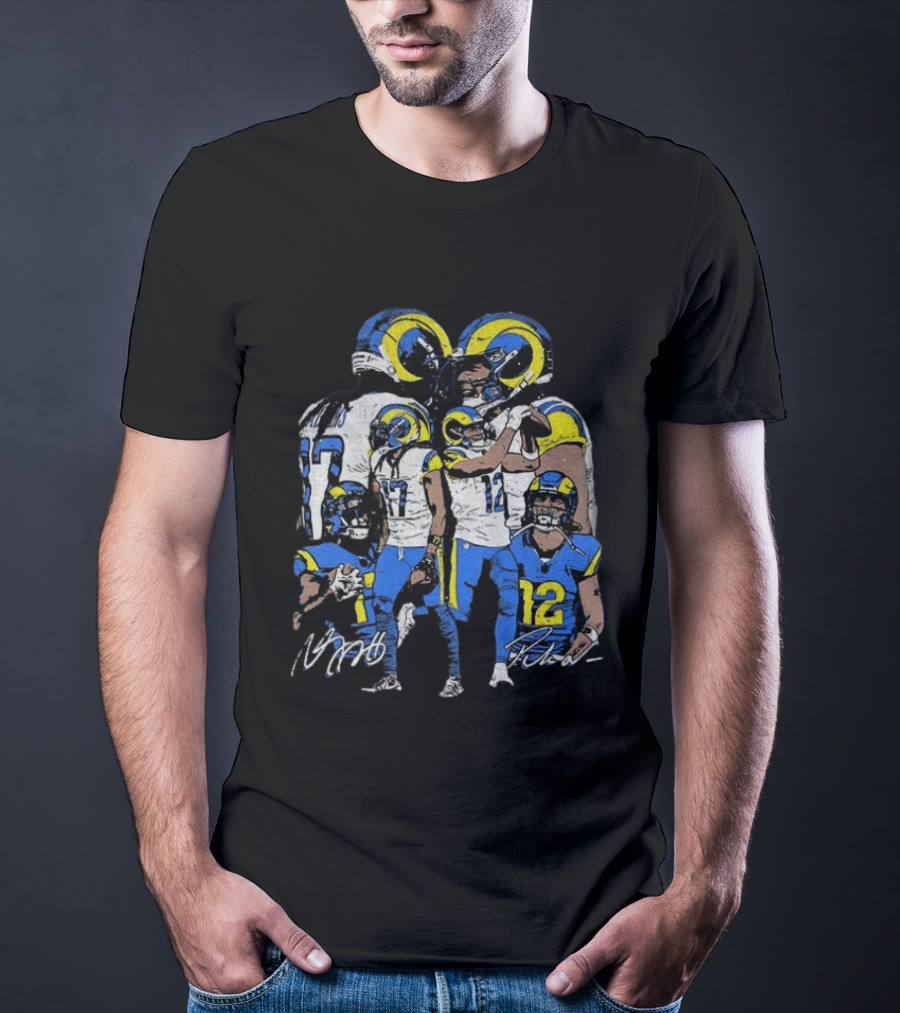 Los Angeles Rams Davante Adams Puka Nacua Signatures NFL Football T-Shirt