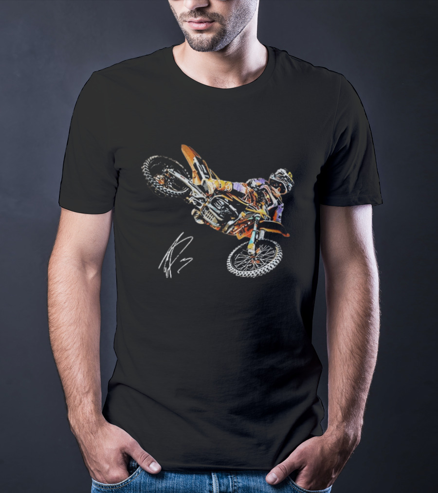 Eli Tomac AMA Supercross Anaheim1 Racing Autographed 2023 Motocross Champion T-Shirt