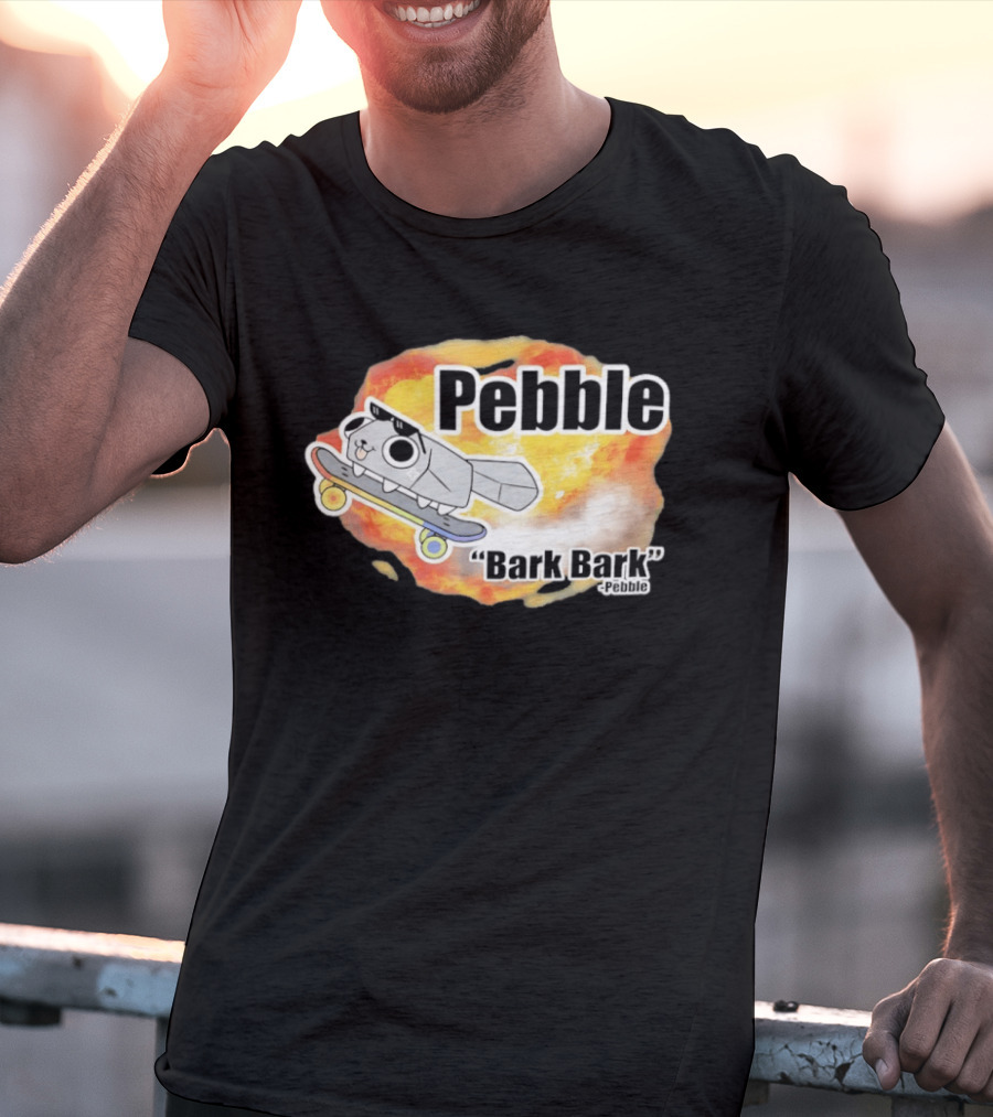Pebble Bark Bark Skateboarding Cartoon Explosion T-Shirt