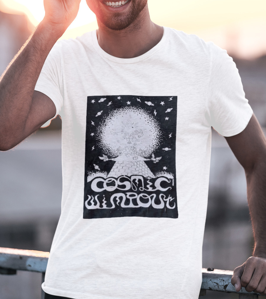 Cosmic Wimpout Psychedelic Pyramid Dice Explosion With UFOs And Stars T-Shirt