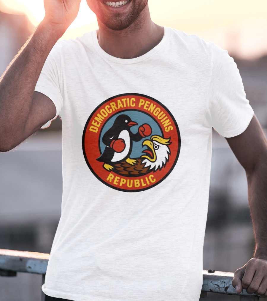 Democratic Penguins Republic Boxing Penguin Vs Eagle T-Shirt
