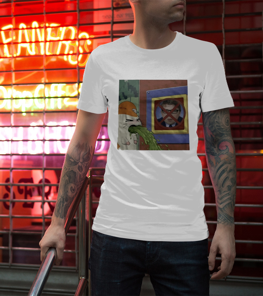 Hamtaro Vomiting Meme No Entry Sign Meme Face T-Shirt