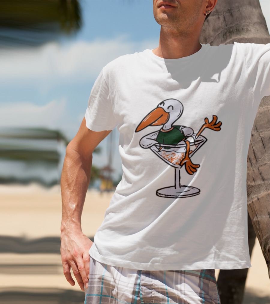 Miami Hurricanes Ibis Mascot In Cocktail Glass T-Shirt