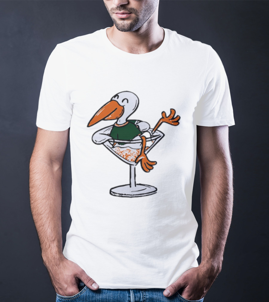 Miami Hurricanes Ibis Mascot In Cocktail Glass T-Shirt