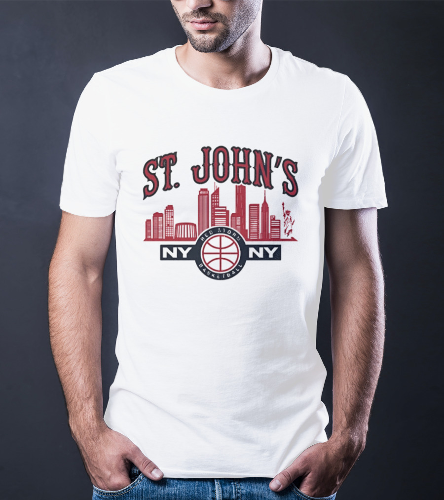 St John's Red Storm Basketball Skyline NY NY T-Shirt