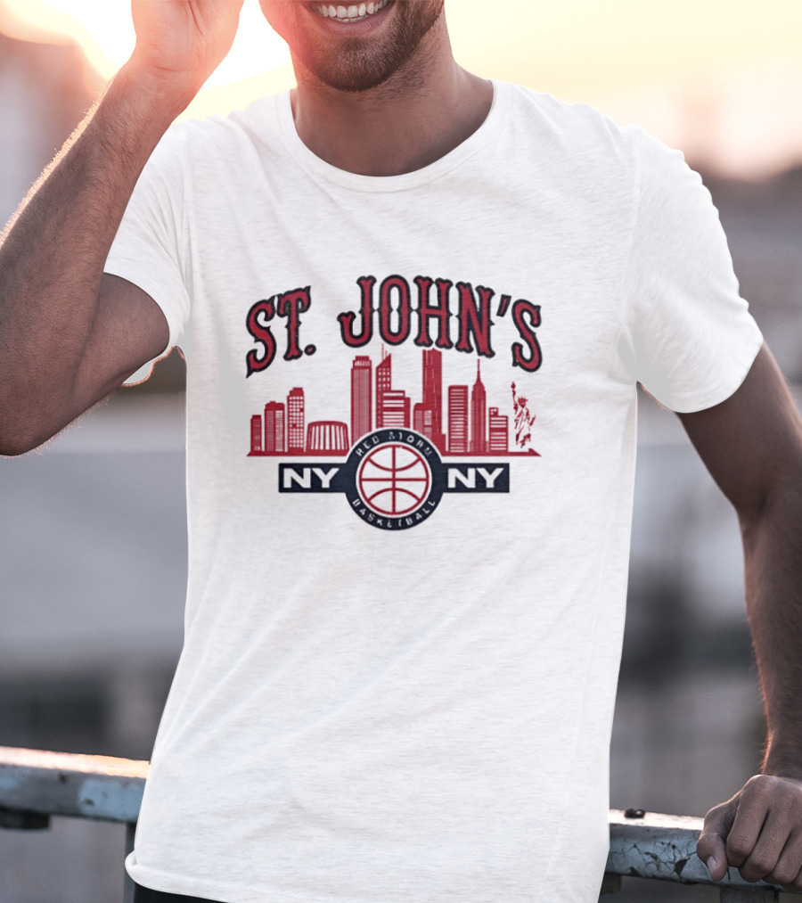 St John's Red Storm Basketball Skyline NY NY T-Shirt