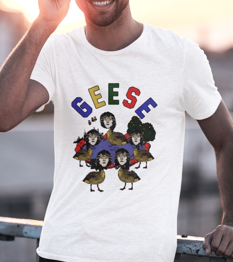 Geese Faces In Pond With Colorful Letters T-Shirt