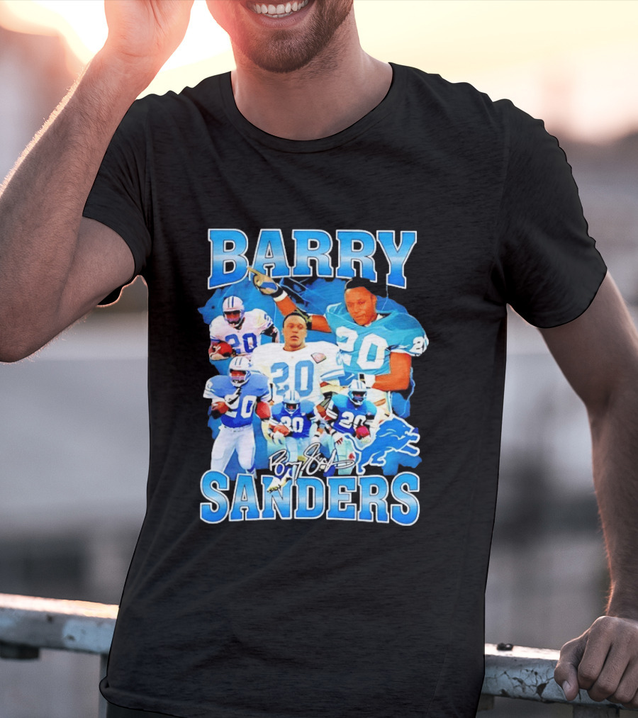 Barry Sanders 20 Detroit Lions Legend NFL Running Back Football T-Shirt