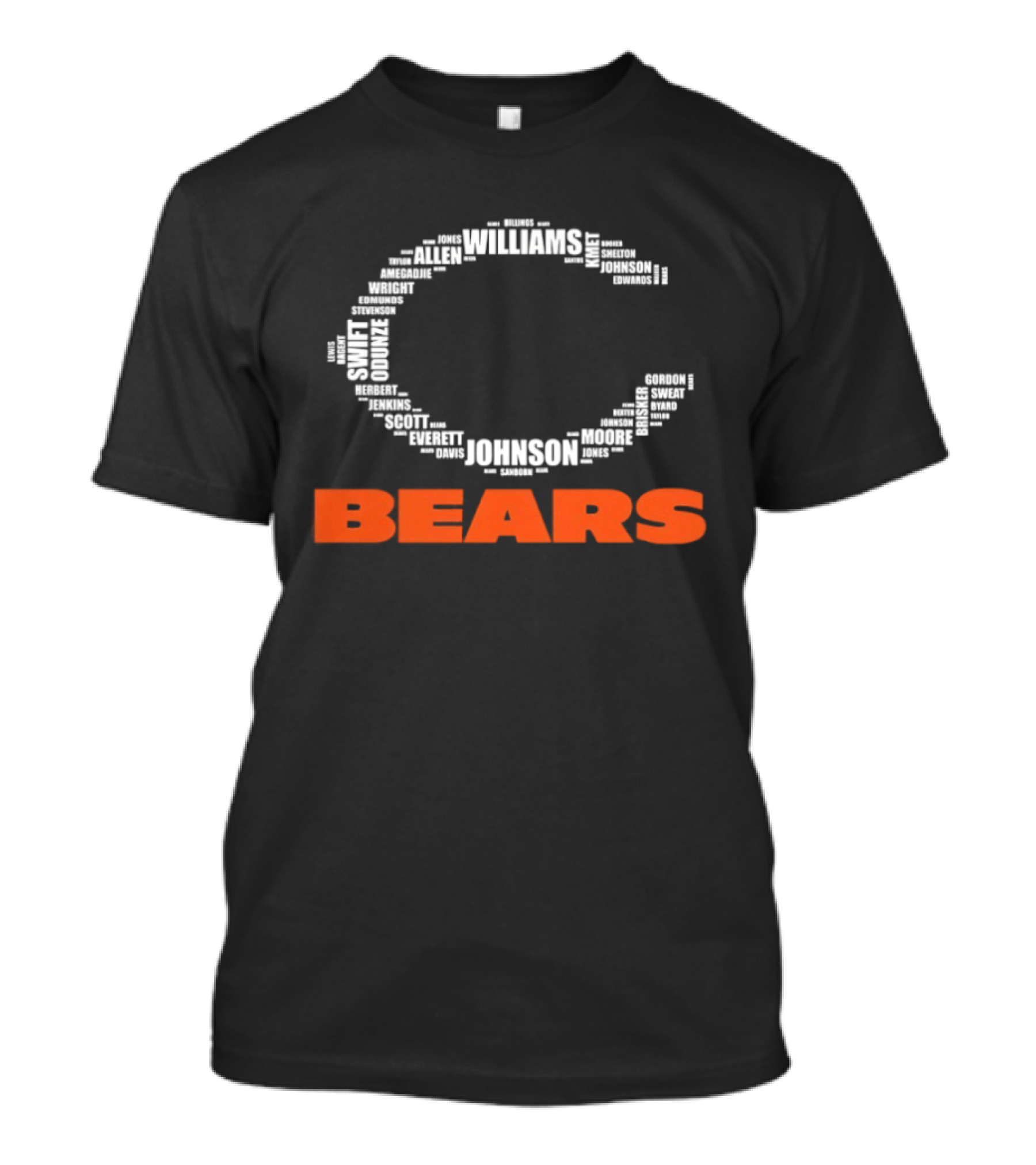 Chicago Bears Football Players C Shape Names Formation T-Shirt