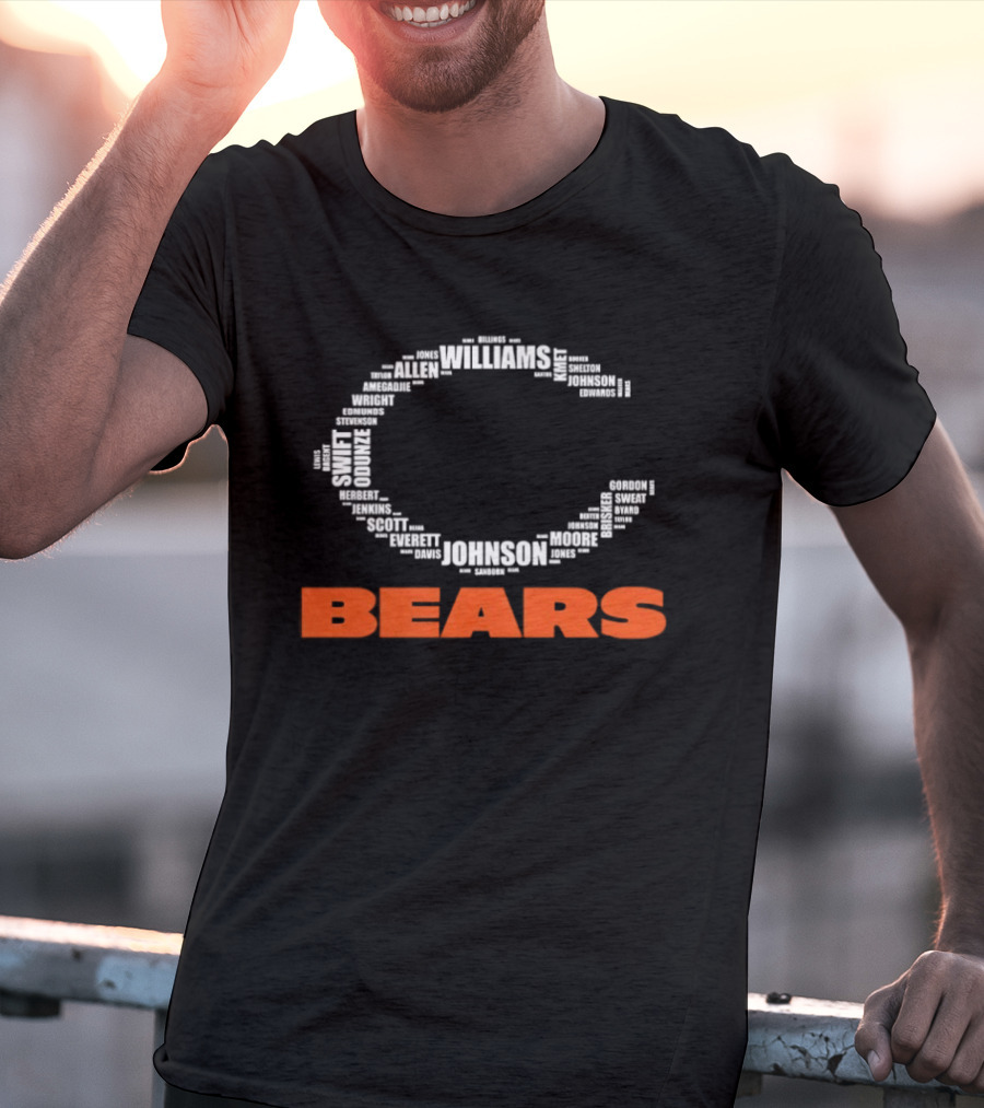 Chicago Bears Football Players C Shape Names Formation T-Shirt