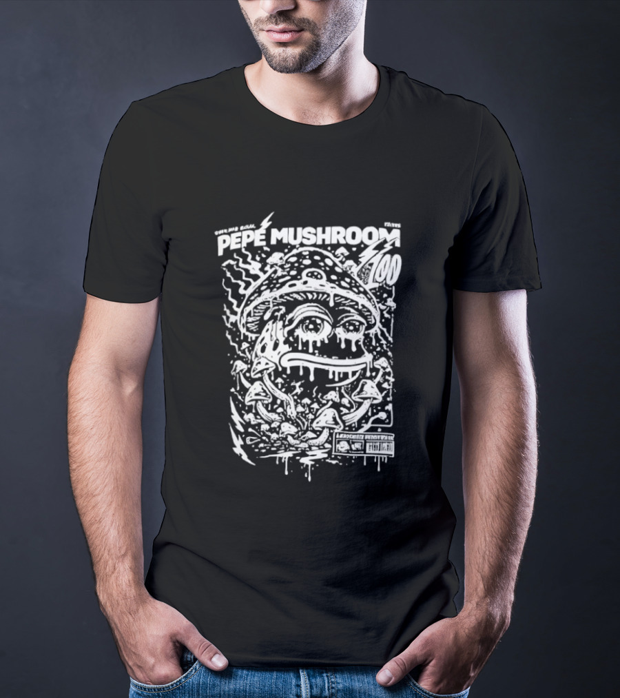 Pepe Mushroom Trippy Frog Motif T-Shirt