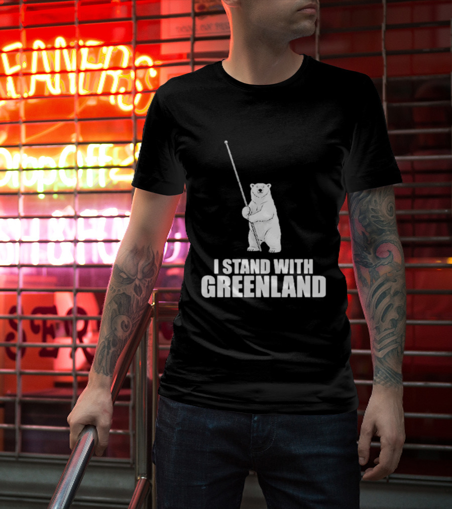 I Stand With Greenland Polar Bear Holding Staff T-Shirt