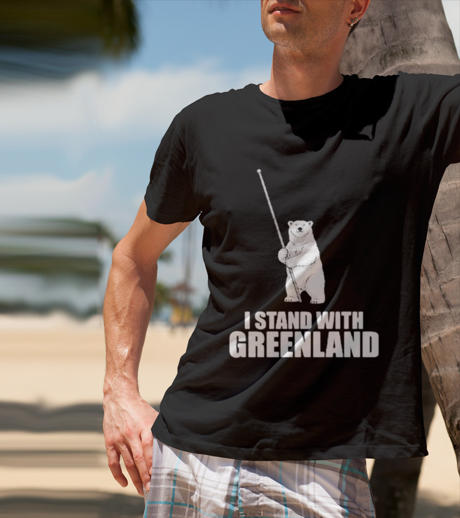 I Stand With Greenland Polar Bear Holding Staff T-Shirt