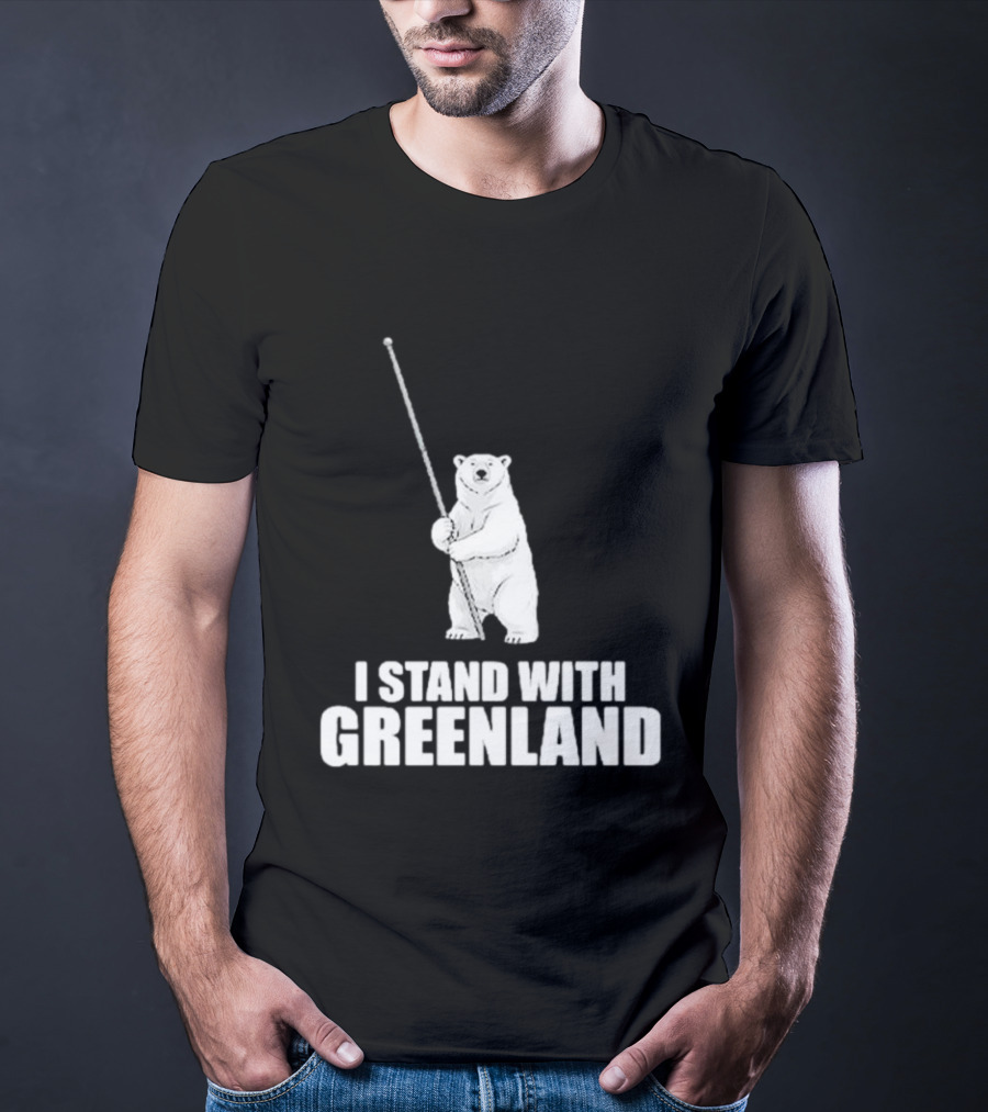 I Stand With Greenland Polar Bear Holding Staff T-Shirt