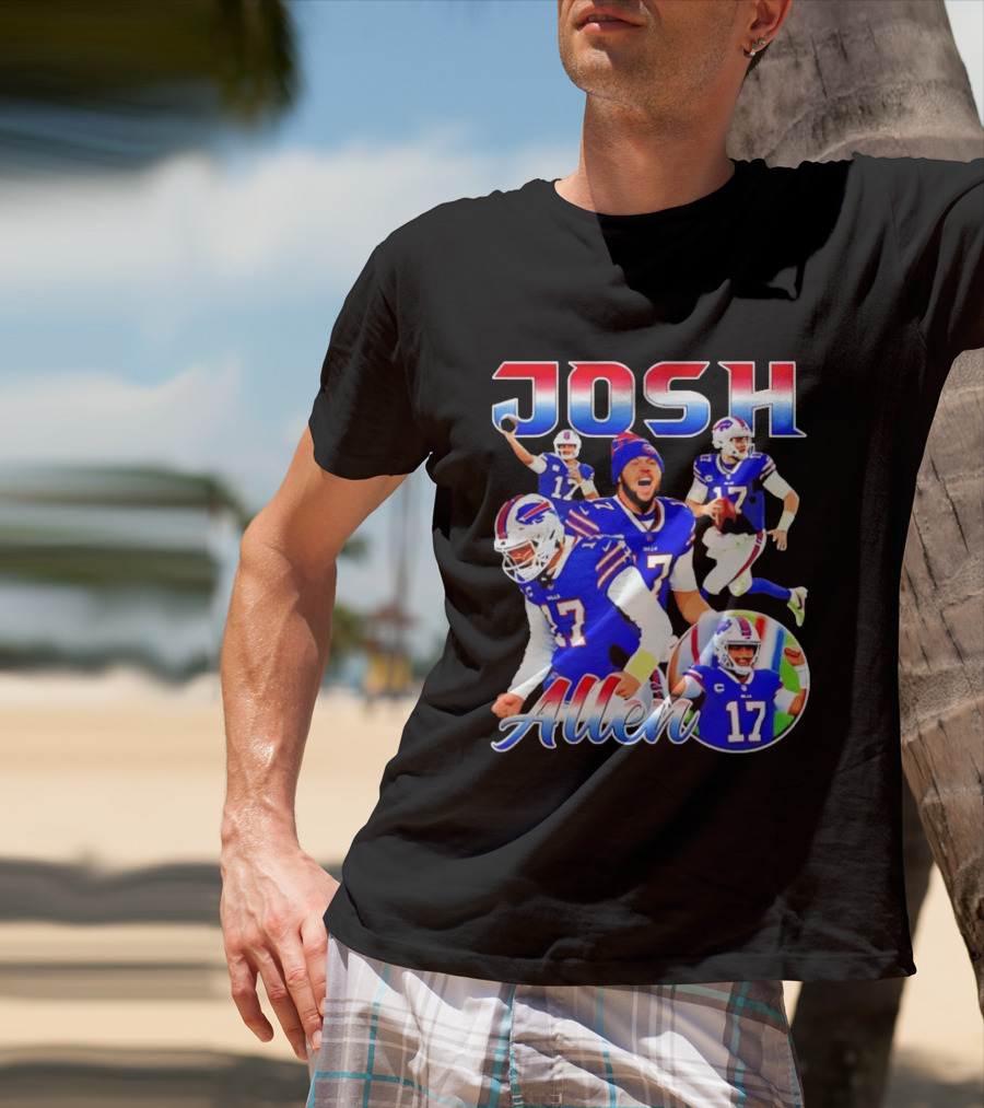 JOSH Allen Buffalo Bills Player 17 Collage 2026 T-Shirt