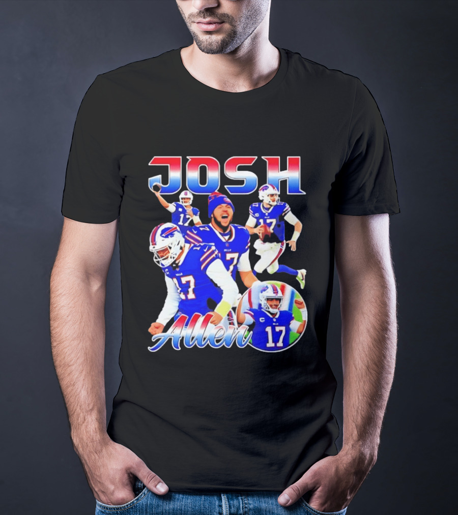JOSH Allen Buffalo Bills Player 17 Collage 2026 T-Shirt