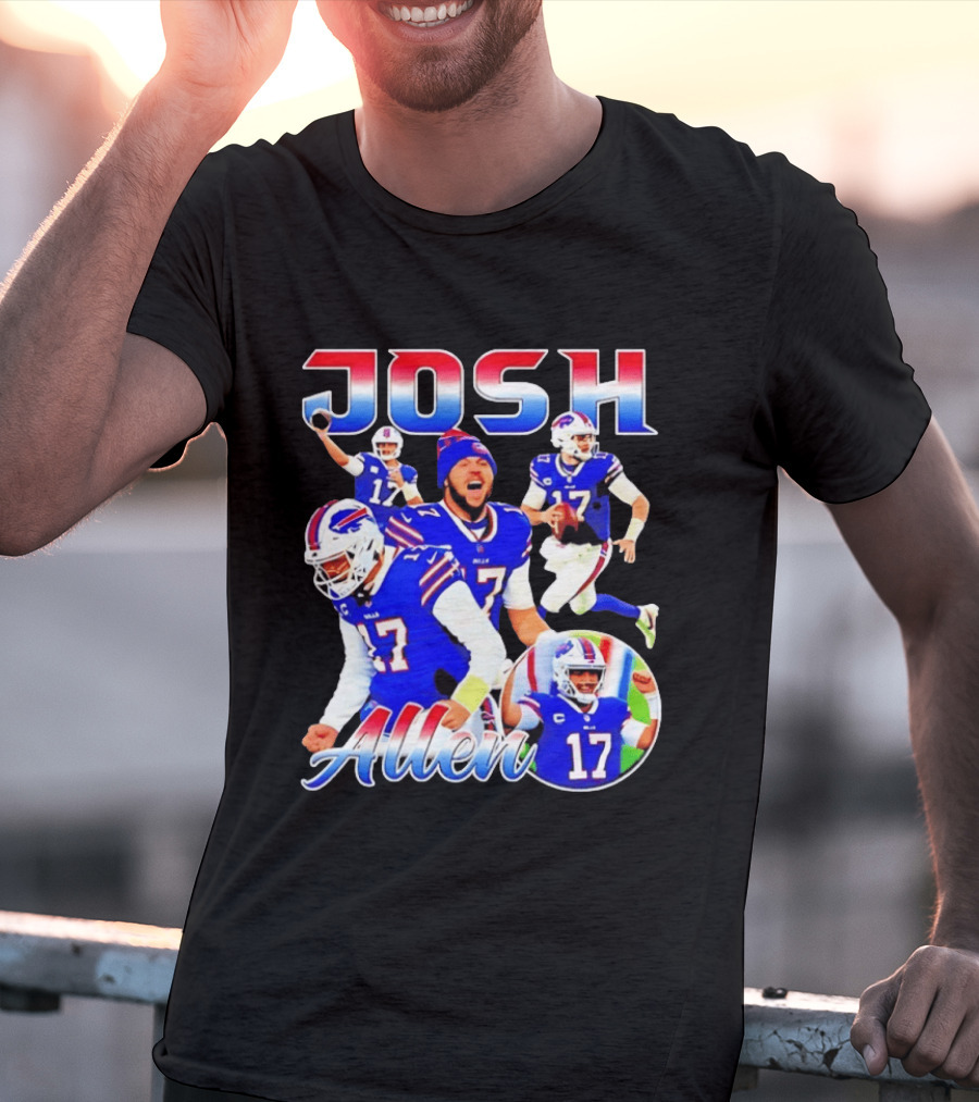 JOSH Allen Buffalo Bills Player 17 Collage 2026 T-Shirt