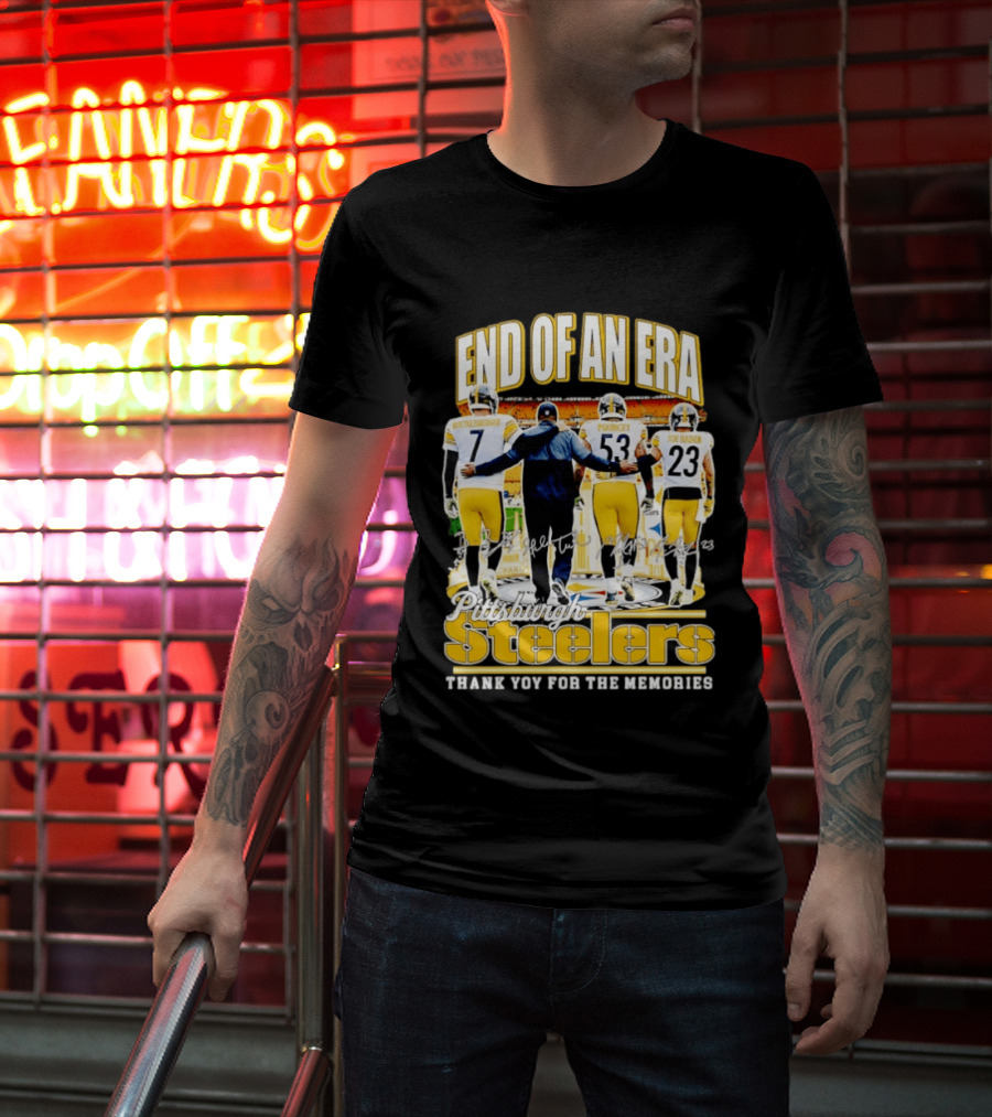 Pittsburgh Steelers End Of An Era Thank You For The Memories Ben Roethlisberger Maurkice Pouncey Joe Haden T-Shirt