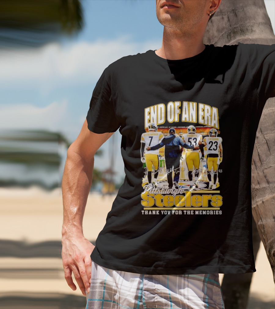 Pittsburgh Steelers End Of An Era Thank You For The Memories Ben Roethlisberger Maurkice Pouncey Joe Haden T-Shirt