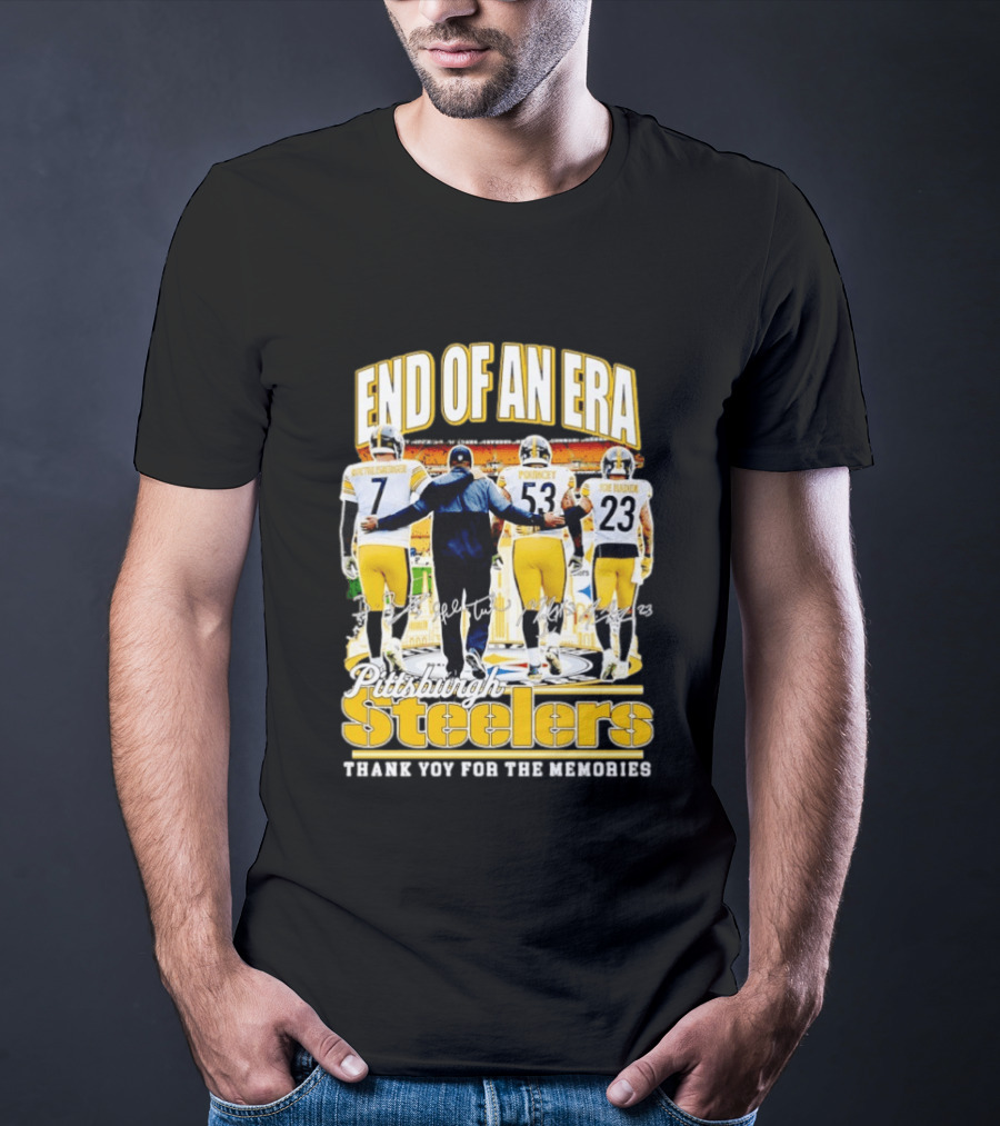 Pittsburgh Steelers End Of An Era Thank You For The Memories Ben Roethlisberger Maurkice Pouncey Joe Haden T-Shirt