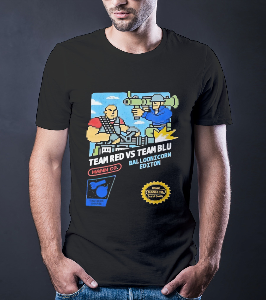 Team Red Vs Team Blu Balloonicorn Edition Mann Co. T-Shirt