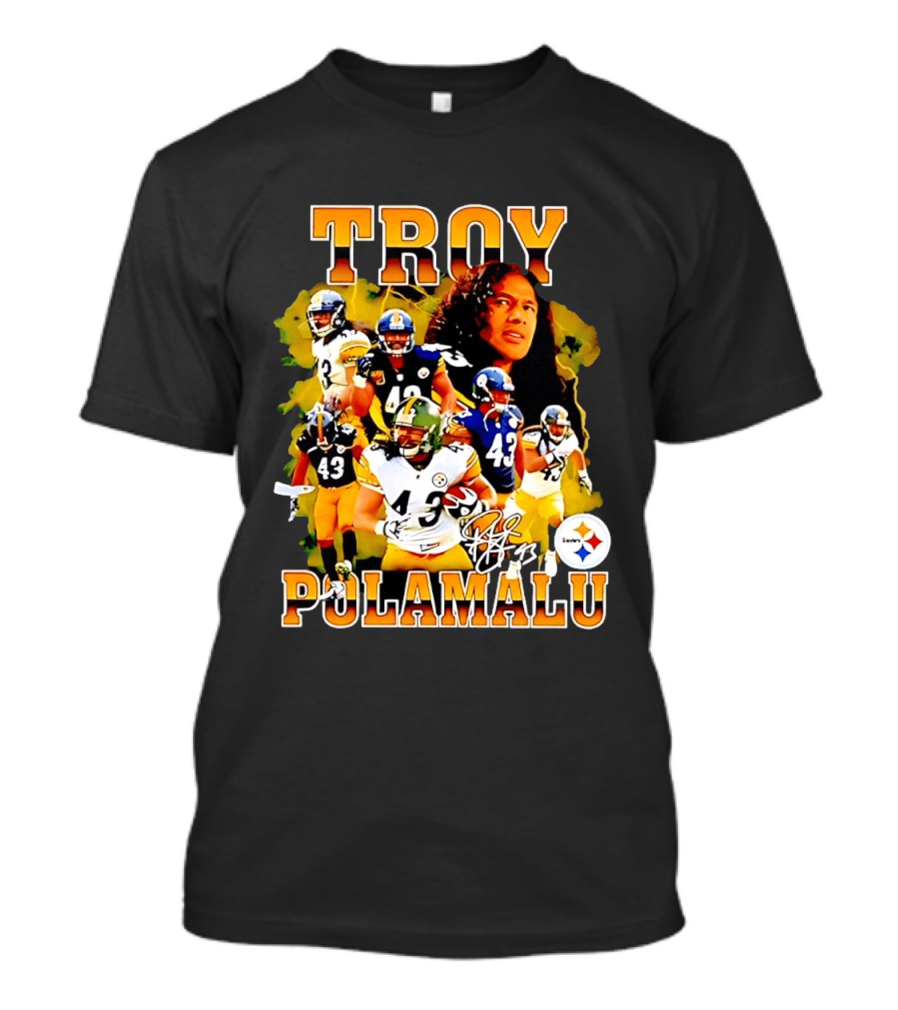 Troy Polamalu 43 Pittsburgh Steelers Collage 2026 T-Shirt