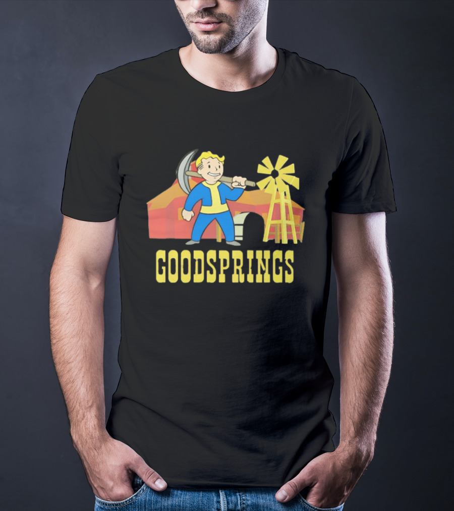 Vault Boy Goodsprings Fallout Windmill Pickaxe T-Shirt