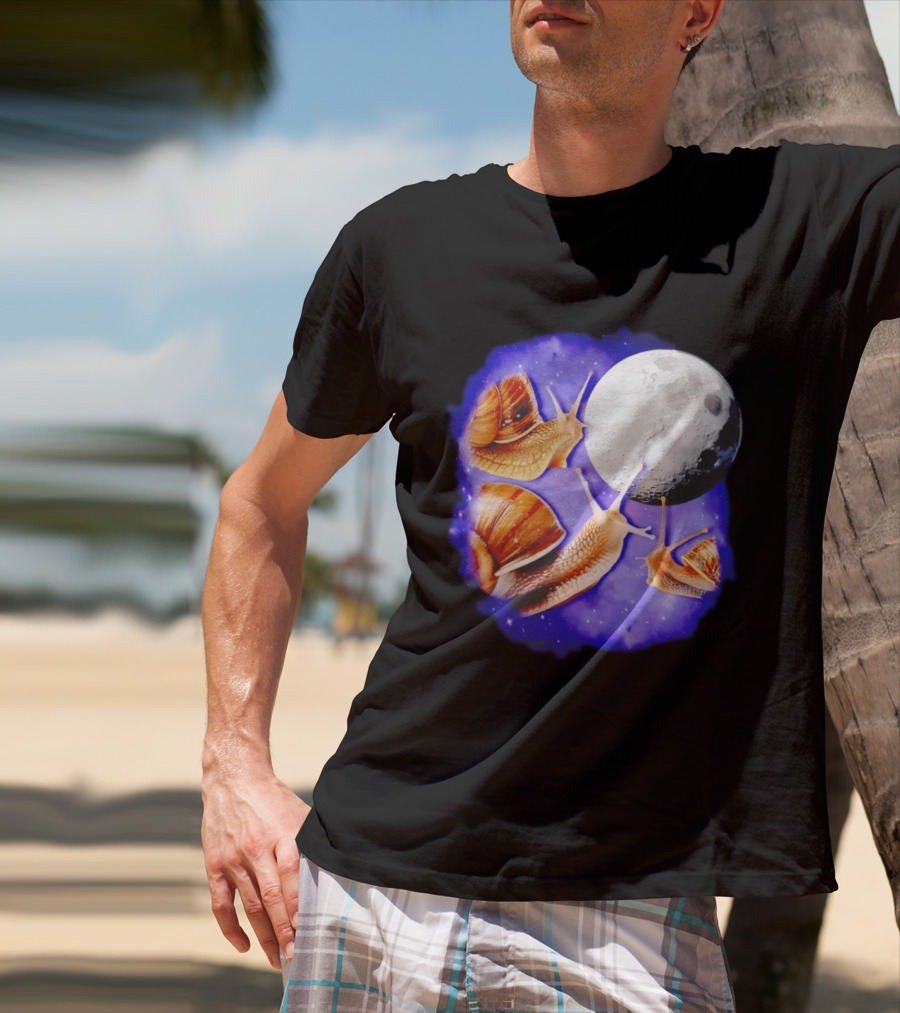 Yearning Snails Moon Cosmic Dreamscape Snail Galaxy T-Shirt