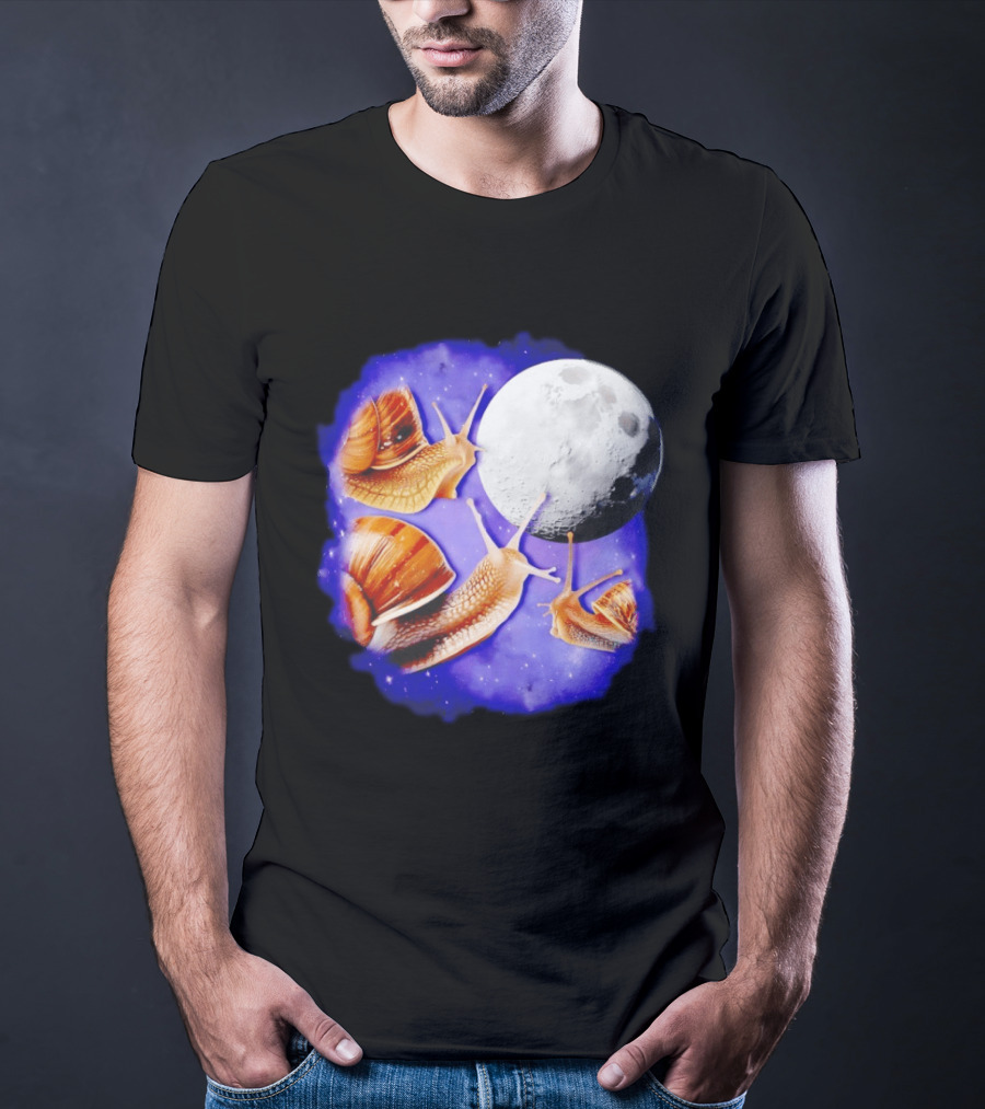 Yearning Snails Moon Cosmic Dreamscape Snail Galaxy T-Shirt