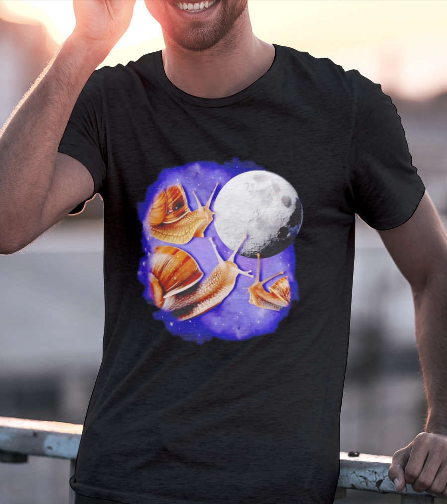 Yearning Snails Moon Cosmic Dreamscape Snail Galaxy T-Shirt
