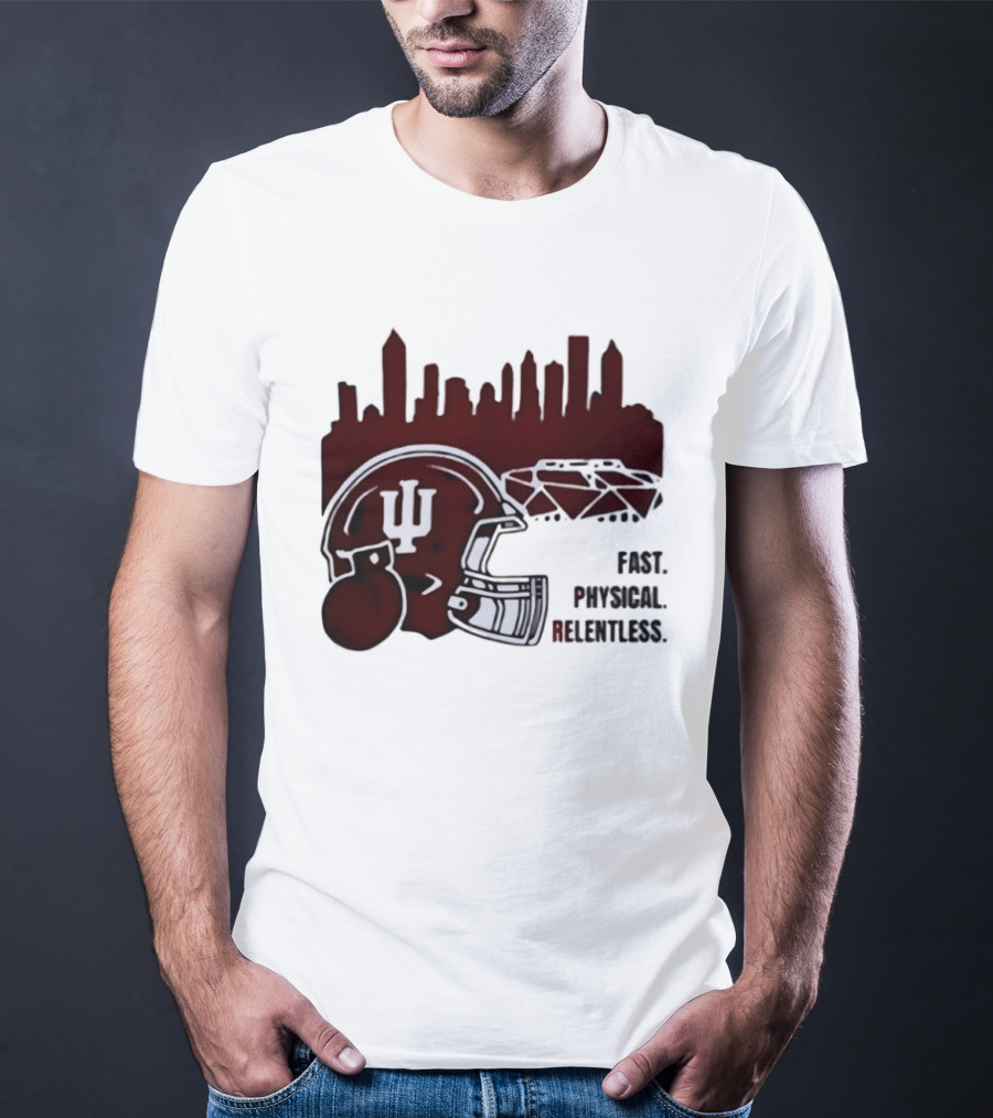 Indiana Hoosiers Helmet City Skyline Fast Physical Relentless T-Shirt
