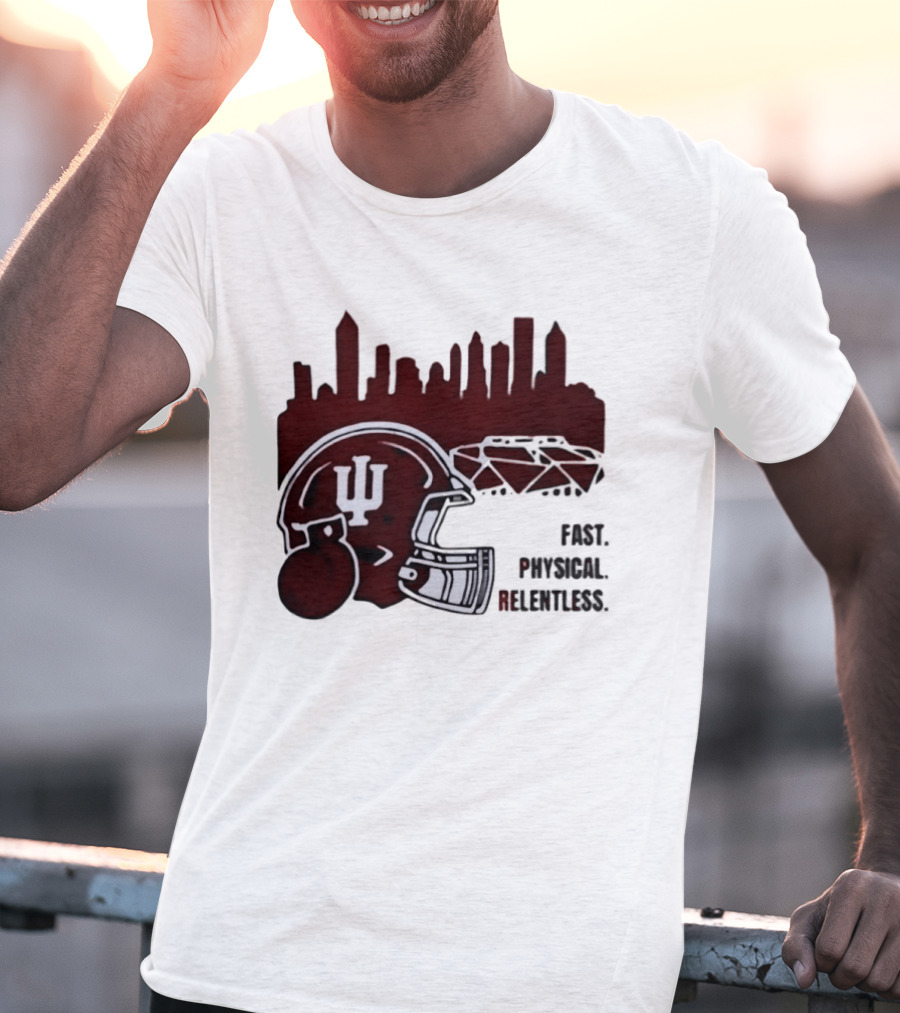 Indiana Hoosiers Helmet City Skyline Fast Physical Relentless T-Shirt