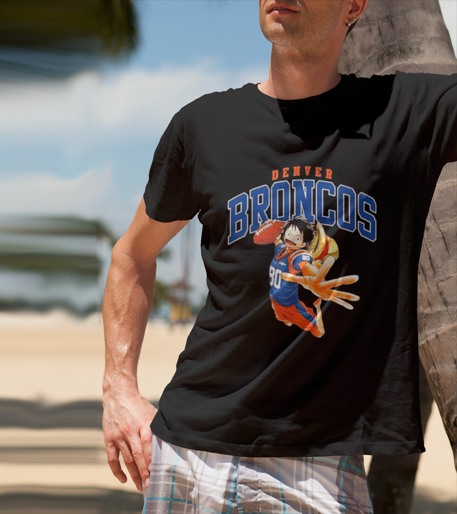 Denver Broncos One Piece Crossover Luffy Football Fan Gear T-Shirt