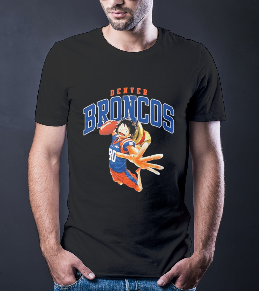 Denver Broncos One Piece Crossover Luffy Football Fan Gear T-Shirt