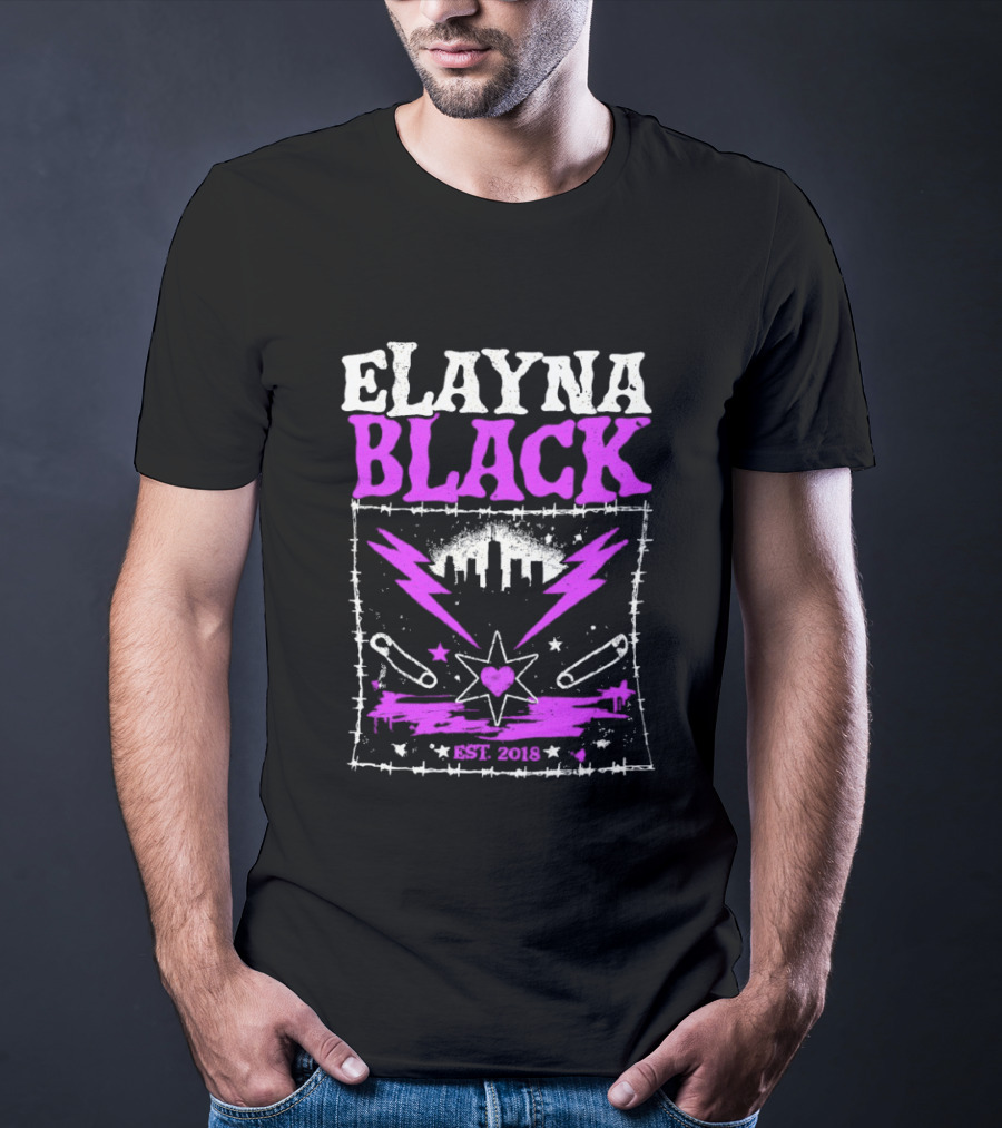 Elayna Black Heart Star Lightning Est 2018 T-Shirt