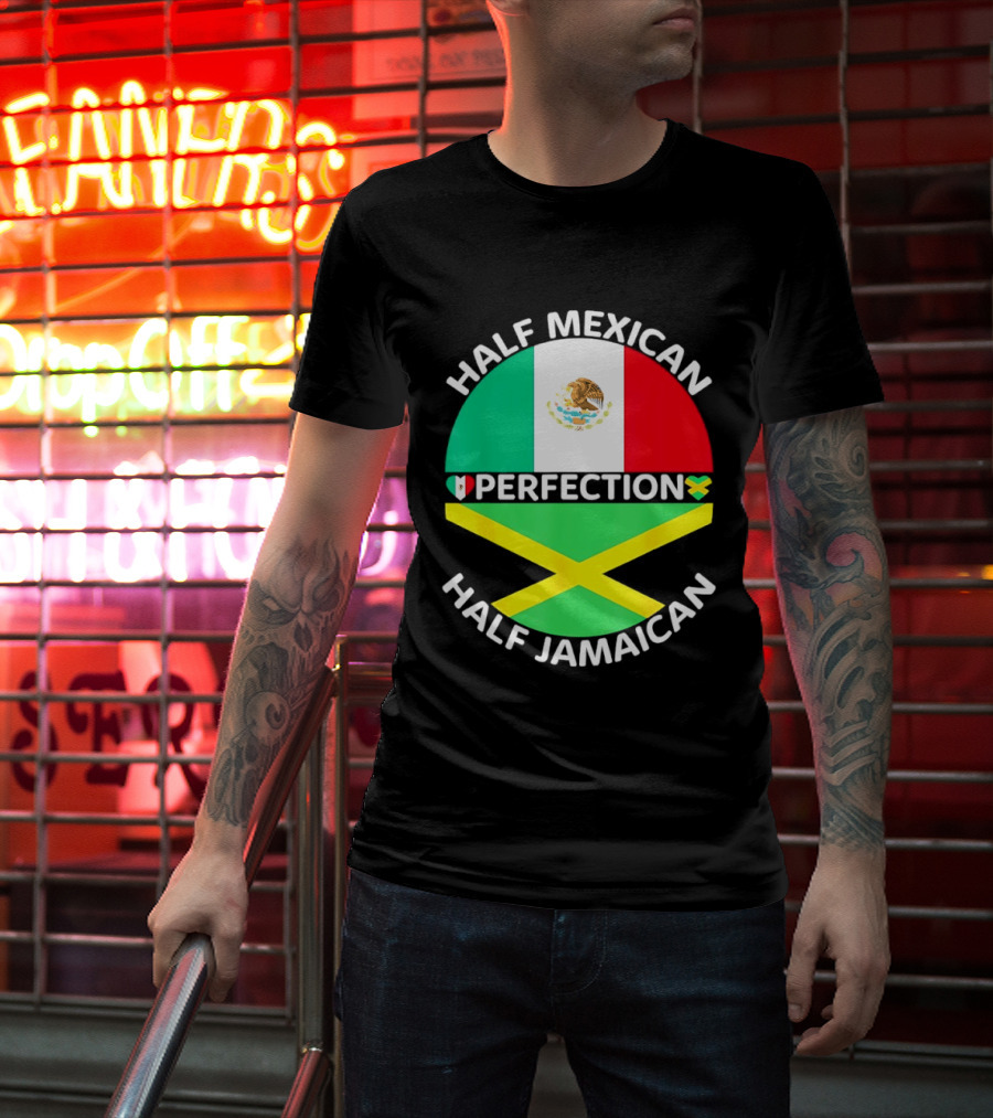 Half Mexican Perfection Half Jamaican Flag Fusion T-Shirt