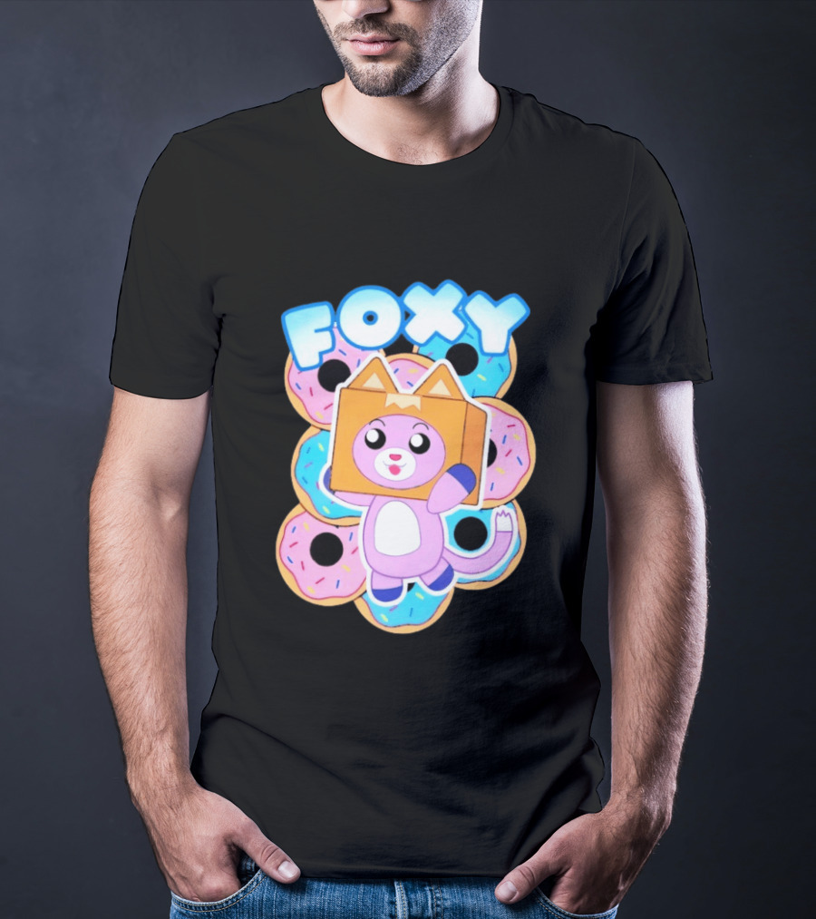LankyBox Foxy Pink Donuts Fun Cartoon T-Shirt