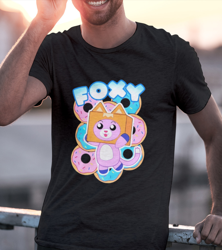 LankyBox Foxy Pink Donuts Fun Cartoon T-Shirt