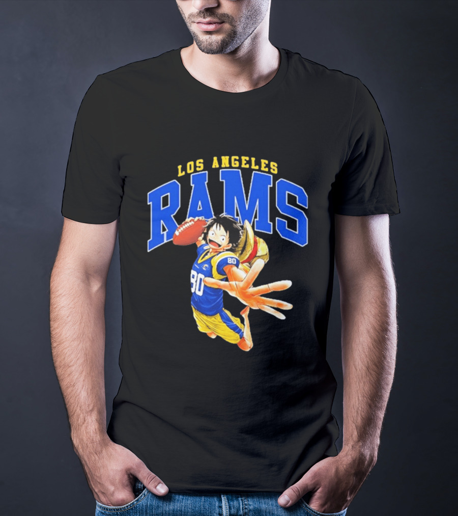 Los Angeles Rams One Piece Crossover Luffy NFL Collaboration T-Shirt