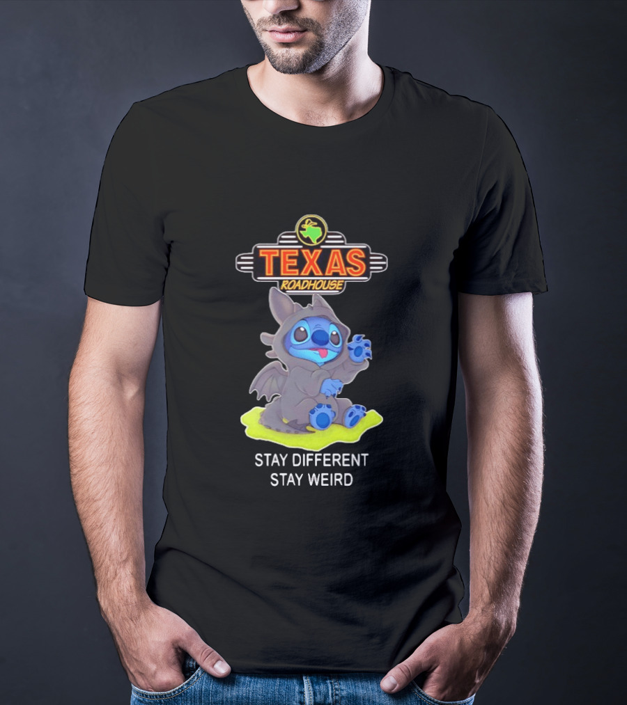 Texas Roadhouse Stitch Toothless Stay Different Stay Weird T-Shirt