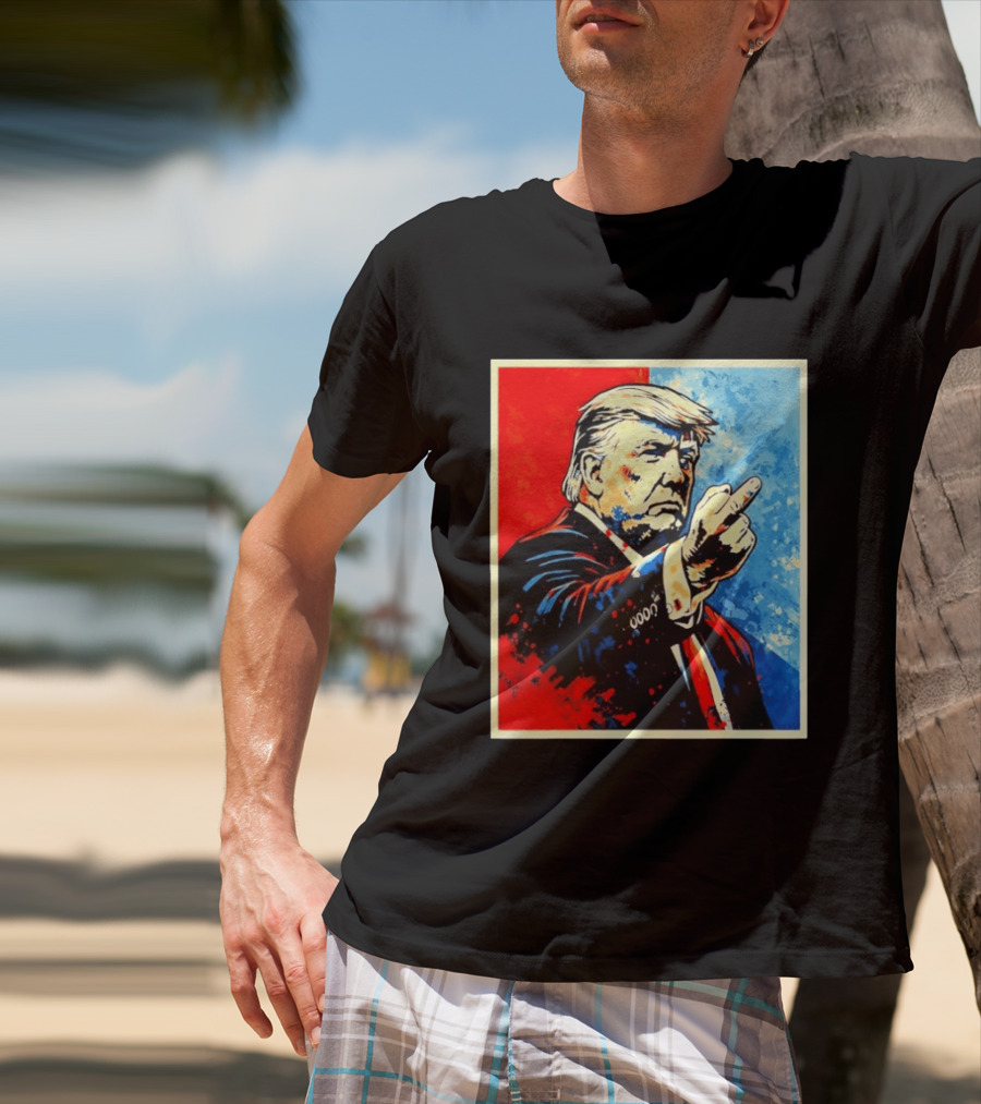 Trump 2026 Meme Middle Finger Red Blue Pop T-Shirt