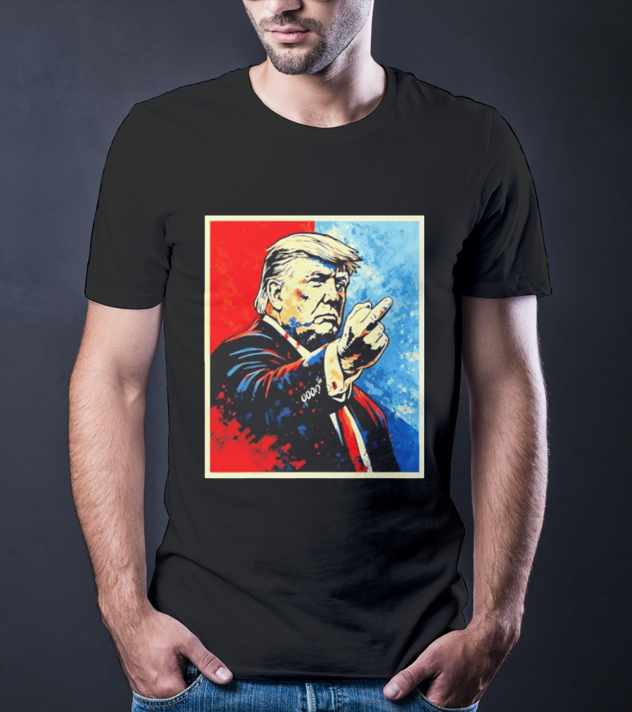 Trump 2026 Meme Middle Finger Red Blue Pop T-Shirt