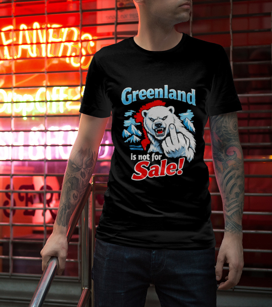 Greenland Is Not For Sale White Bear Middle Finger T-Shirt