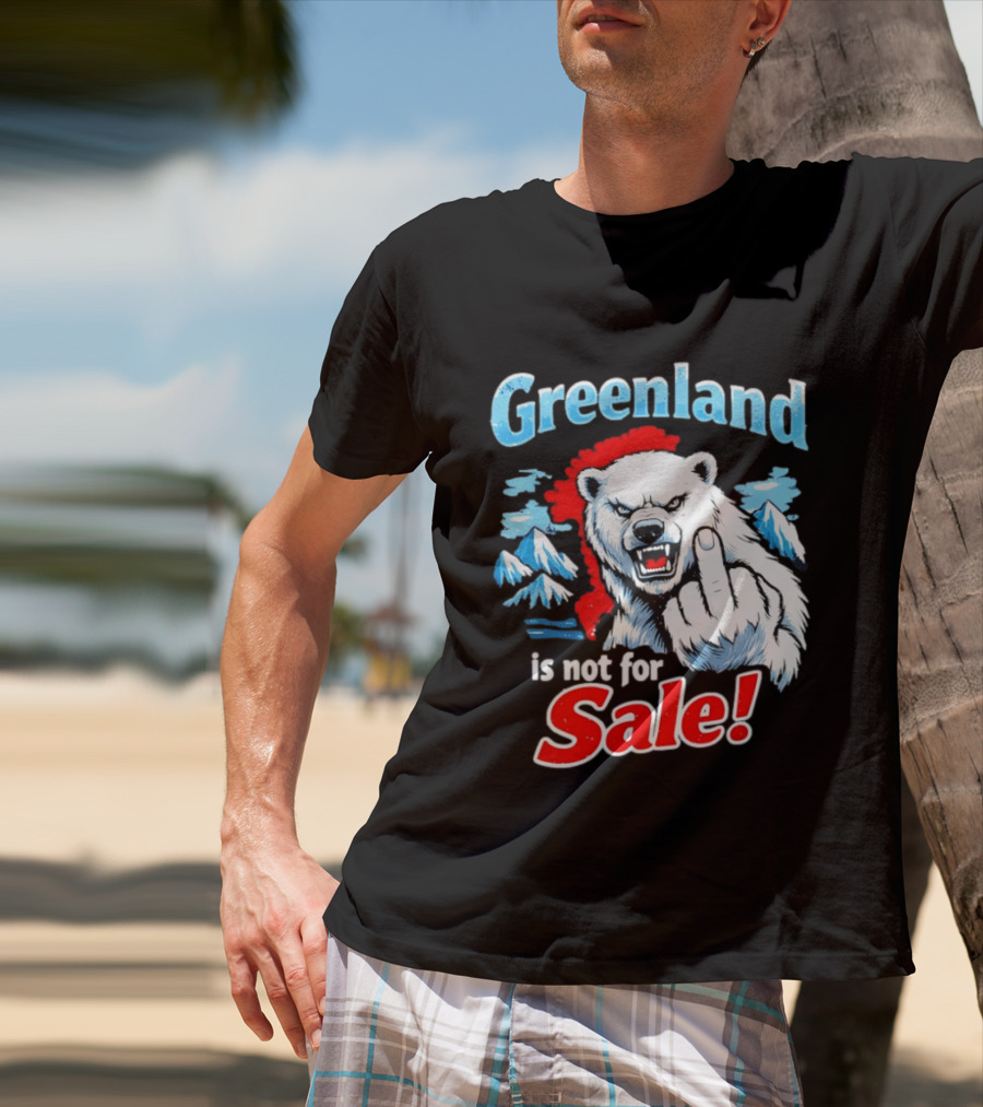 Greenland Is Not For Sale White Bear Middle Finger T-Shirt