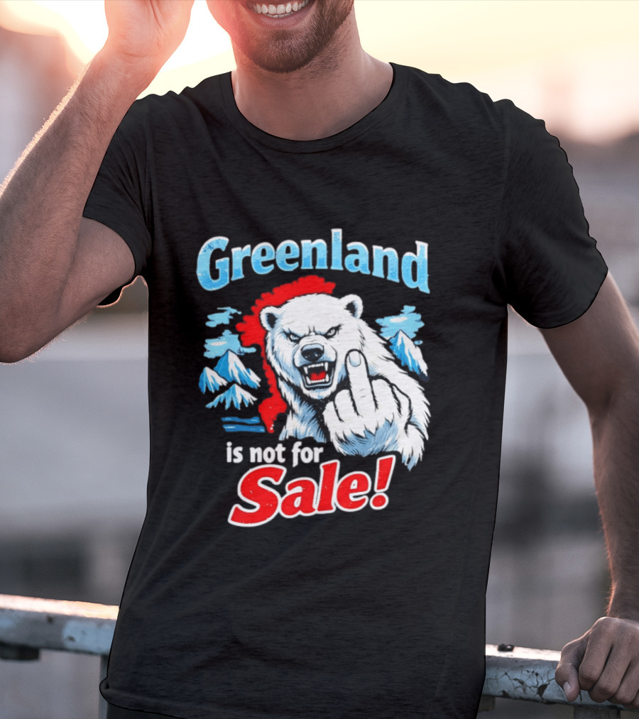 Greenland Is Not For Sale White Bear Middle Finger T-Shirt