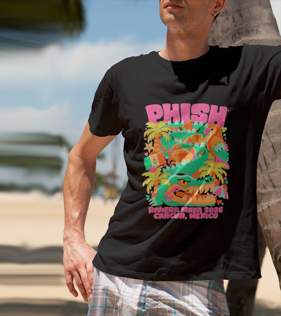 Phish Riviera Maya 2026 Cancun Mexico Gator And Parrot Tropical Vibes T-Shirt