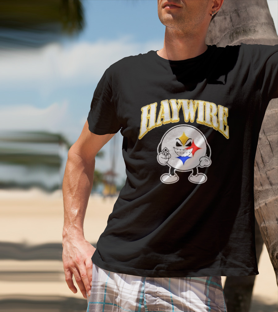 Pittsburgh Steelers Haywire Fun Character With Gun And Grin T-Shirt