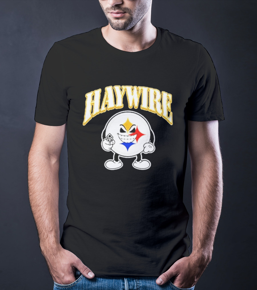 Pittsburgh Steelers Haywire Fun Character With Gun And Grin T-Shirt