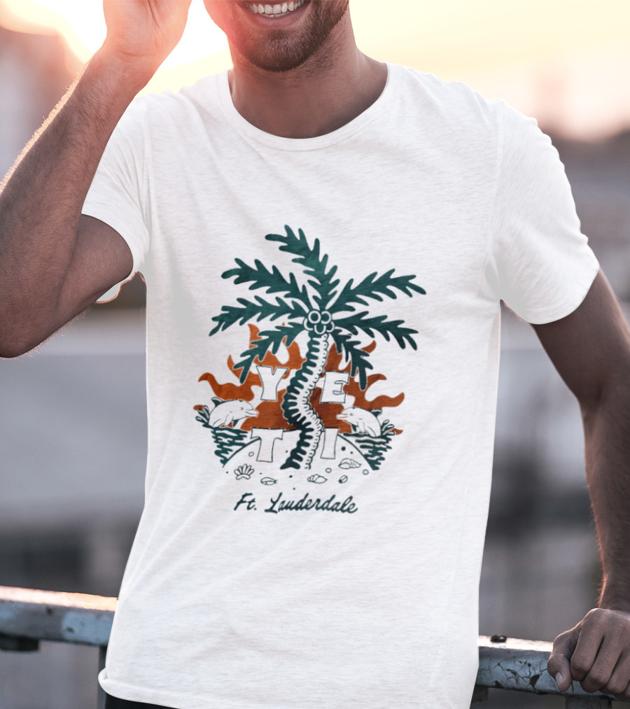 Ft Lauderdale Yeti Palm Tree Tropical Scene T-Shirt