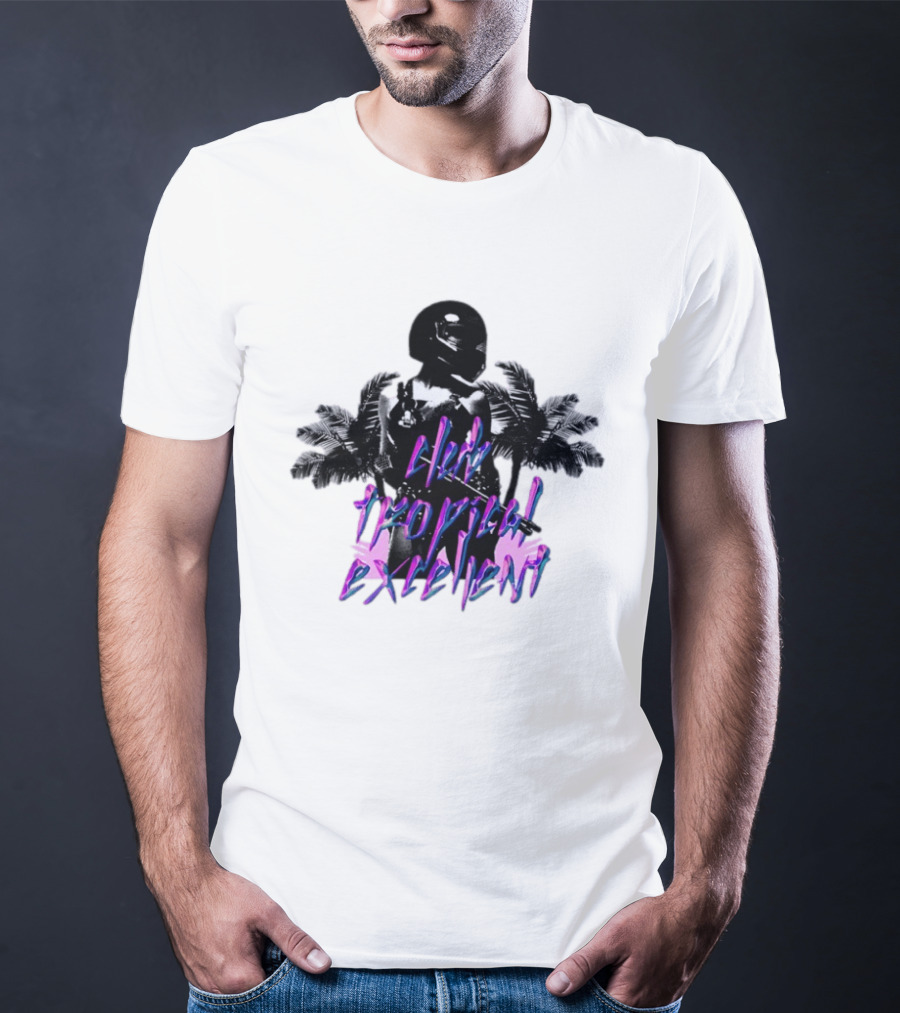 Club Tropical Excellent Palms And Helmet Fusion Retro Aesthetic T-Shirt